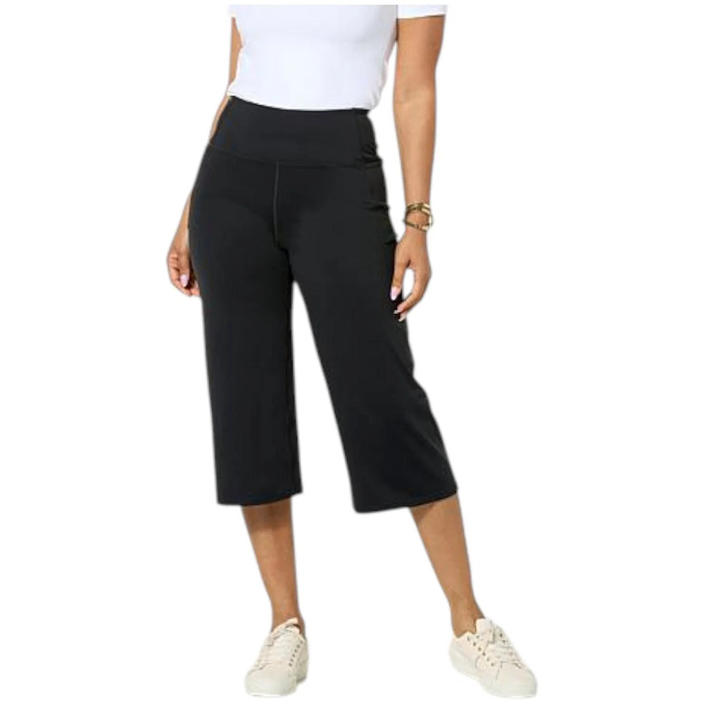 Joy Collection Women's Cool & Clean Smooth Capri Power Pant Black - Regular